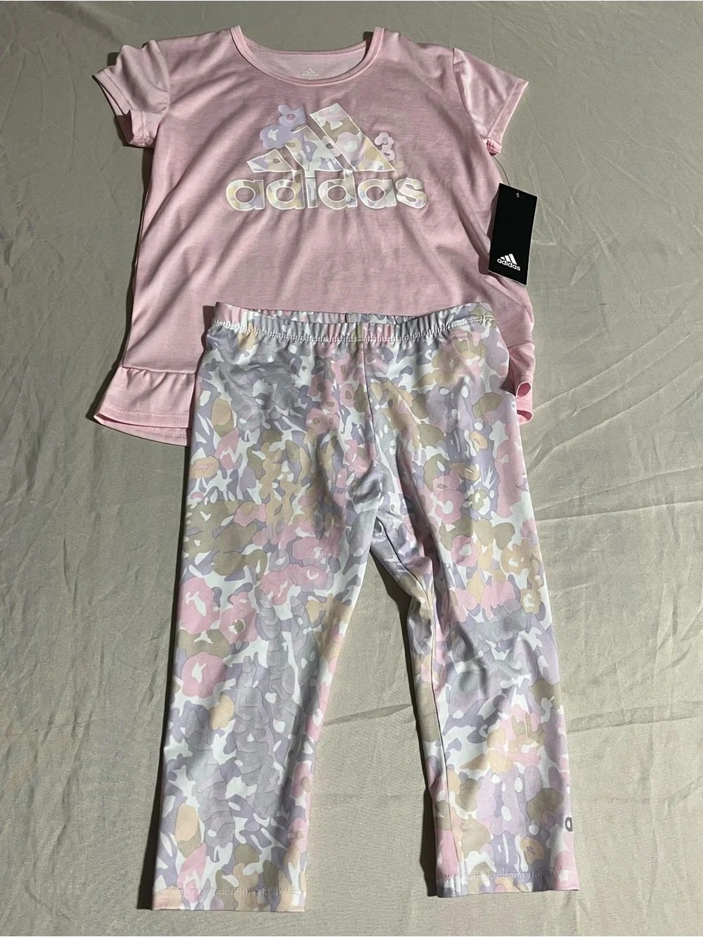 adidas Pink Floral Camouflage Girls Matching Set Girls Size 6 New with Tags
